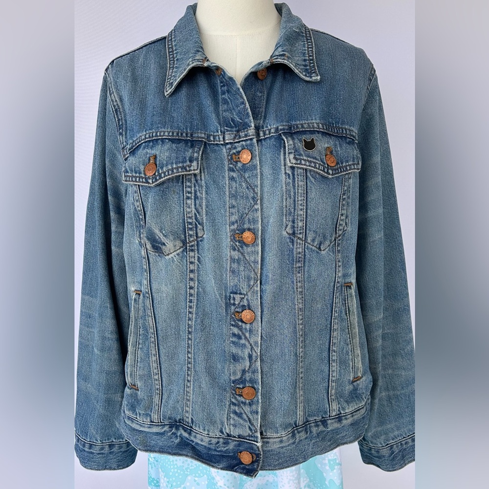 Madewell Women’s “The Jean Jacket” Pinter Wash 100% Denim Cotton No Size Tag